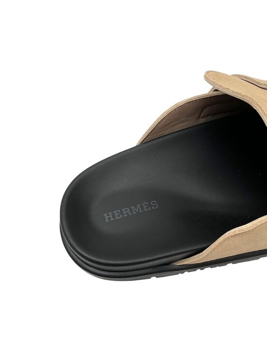 HERMES Men\'s Beige Suede Go Mules size 5